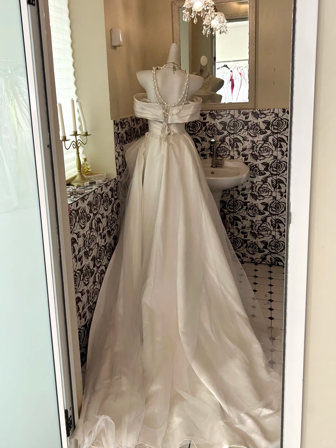 Ivory Soft Off-the-Shoulder Waist-Cinched Minimalist Grand Long Romantic Dress, Wedding Gown gh7599