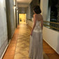 Champagne Color Sparkling Sweetheart Neck Elegant Long Slit Sequin Chiffon Ball Gown Evening Dress gh4185