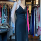 Black V Neck Spaghetti Straps Evening Gown Gold Embroidery Mermaid Long Prom Dress gh9680