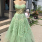 Light green retro elegant fashion long tulle lace prom dress evening dress graduation prom gh3670