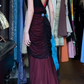 Burgundy Black Vintage Prom Dress Sleeveless Deep V Hand Beaded Ruched Tulle Mermaid Long Evening Gown With Pockets gh9624