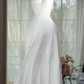 White Strapless Sweetheart Heavy Beaded High Waist Chiffon A-Line Evening Dress, Prom Gown gh9520