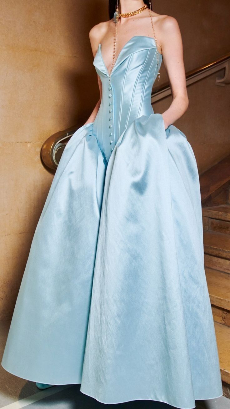 Girlhomeshops-Blue satin fashionable and elegant long prom dress evening dress gh5319
