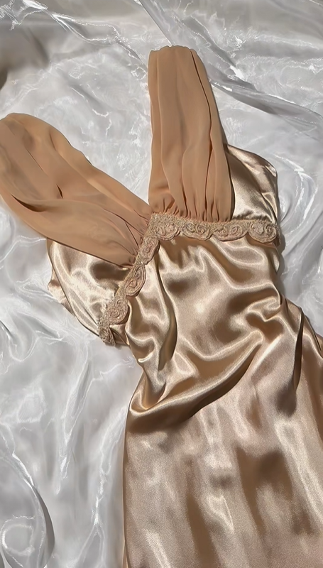 Elegant Champagne Gold Satin Fitted Waist Slim Prom & Evening Party Dress gh8517