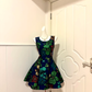 Navy Blue Metallic Floral Jacquard Sleeveless Short Cocktail Dress, Round Neck A‑Line Homecoming Party Gown gh9175