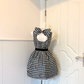 Black White Checkered Homecoming Dress Sleeveless Round Neck A-Line Cocktail Party Gown gh9381