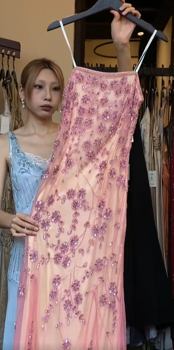 Spaghetti Strap Pink Ombre Tulle Prom Dress Straight Neck 3D Floral Beaded Embroidery Mermaid Formal Evening Gown gh9814