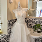 Ivory Strapless Waist-Cinched Multi-Layer Skirt Romantic Dress, Wedding Gown gh7625