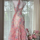 Rosa Elegante Fee Chiffon Ballkleid Abendkleid Partykleid gh4321
