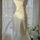 Elfenbeinweißes romantisches, modisches, elegantes, exquisites Spitzen-Ballkleid aus Chiffon, langes Abendkleid für Geburtstage/Hochzeitsgäste/Urlaubspartys, Ballkleid, Valentinstags-Date-Kleid, gh4028