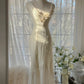 Elfenbeinweißes romantisches, modisches, elegantes, exquisites Spitzen-Ballkleid aus Chiffon, langes Abendkleid für Geburtstage/Hochzeitsgäste/Urlaubspartys, Ballkleid, Valentinstags-Date-Kleid, gh4028
