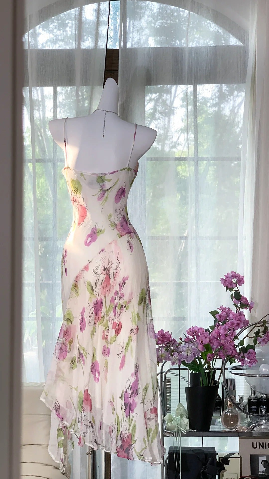 Weiß Rosa Blumen Ballkleid Langes Chiffon Date Kleid Abendkleid Geburtstagskleid Hochzeitskleid gh4531