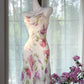 Weiß Rosa Blumen Ballkleid Langes Chiffon Date Kleid Abendkleid Geburtstagskleid Hochzeitskleid gh4531