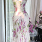 Weiß Rosa Blumen Ballkleid Langes Chiffon Date Kleid Abendkleid Geburtstagskleid Hochzeitskleid gh4531