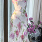 Weiß Rosa Blumen Ballkleid Langes Chiffon Date Kleid Abendkleid Geburtstagskleid Hochzeitskleid gh4531