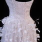 Girlhomeshops-Pink Feather Exquisite Beaded Short Tulle Homecoming Dress Birthday Party Dress gh5377