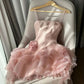Pink Cute Fantasy Floral Short Chiffon Mini Homecoming Dress Women Birthday Party Dress gh4727