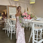 Pink fashion elegant spaghetti strap bodycon long lace prom dress evening gown party dress gh2734