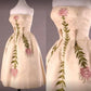 girlhomeshops--Ivory Delicate Pink Floral Long Satin Prom Gown Ball Gown gh5553