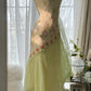 Grün Elegant Romantisch Zarte Blumen Perlen Spaghettiträger Lang Chiffon Homecoming Ballkleid Abendkleid Geburtstags-/Hochzeitsgast-/Feiertagspartykleid Ballkleid gh4024