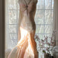 Hellrosa Wunderschönes, exquisites Perlenbesetztes Spaghettiträger-Lang-Chiffon-Satin-Ballkleid-Abendkleid für Geburtstage/Feiertagspartys Ballkleid gh4064