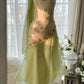 Grün Elegant Romantisch Zarte Blumen Perlen Spaghettiträger Lang Chiffon Homecoming Ballkleid Abendkleid Geburtstags-/Hochzeitsgast-/Feiertagspartykleid Ballkleid gh4024