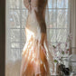 Hellrosa Wunderschönes, exquisites Perlenbesetztes Spaghettiträger-Lang-Chiffon-Satin-Ballkleid-Abendkleid für Geburtstage/Feiertagspartys Ballkleid gh4064