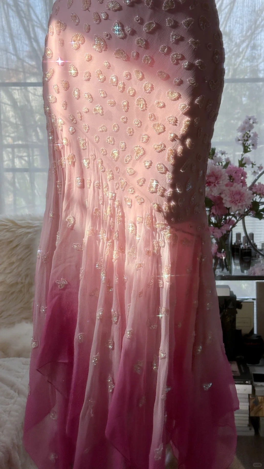 Rosa Farbverlauf Luxus Wunderschöne Retro Mode Exquisite Perlen Lange Chiffon Ballkleid Geburtstag Party Kleid Abendkleid Ballkleid gh3974