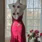 Pink Gorgeous Elegant Romantic Exquisite Beaded Sequin Midi/Short Chiffon Ball Gown Evening Dress Birthday/Wedding Guest Party Dress Prom Dress gh4019