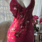Pink Gorgeous Elegant Romantic Exquisite Beaded Sequin Midi/Short Chiffon Ball Gown Evening Dress Birthday/Wedding Guest Party Dress Prom Dress gh4019