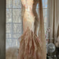 Hellrosa Wunderschönes, exquisites Perlenbesetztes Spaghettiträger-Lang-Chiffon-Satin-Ballkleid-Abendkleid für Geburtstage/Feiertagspartys Ballkleid gh4064