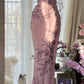 Rosa Lila Romantische One-Shoulder-Mode Elegante Exquisite Blumen Perlen Lange Chiffon Ballkleid Abendkleid Geburtstag Urlaub Partykleid Ballkleid gh4012