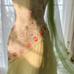 Grün Elegant Romantisch Zarte Blumen Perlen Spaghettiträger Lang Chiffon Homecoming Ballkleid Abendkleid Geburtstags-/Hochzeitsgast-/Feiertagspartykleid Ballkleid gh4024