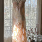 Hellrosa Wunderschönes, exquisites Perlenbesetztes Spaghettiträger-Lang-Chiffon-Satin-Ballkleid-Abendkleid für Geburtstage/Feiertagspartys Ballkleid gh4064