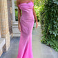 Robe de soirée longue en tulle à bretelles roses gh3068