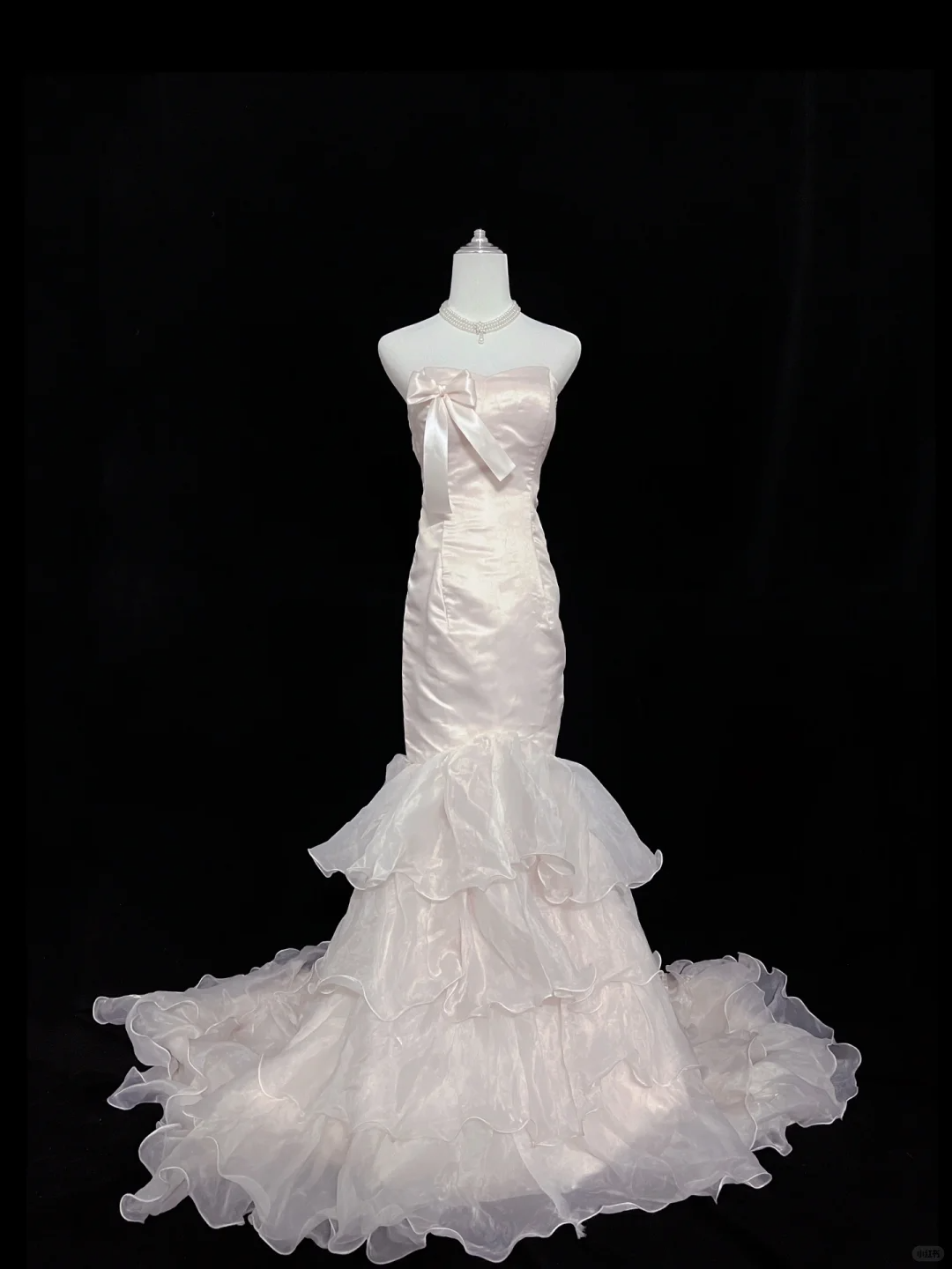 Blush Pink Satin Strapless, Cinched Waist, Slim Fit Mermaid Silhouette Sexy Long Romantic Dress, Wedding Gown gh8067