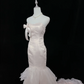 Blush Pink Satin Strapless, Cinched Waist, Slim Fit Mermaid Silhouette Sexy Long Romantic Dress, Wedding Gown gh8067