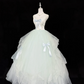 Light Blue Spaghetti Strap Cinched Waist Voluminous Skirt Long Romantic Dress, Wedding Gown gh7883