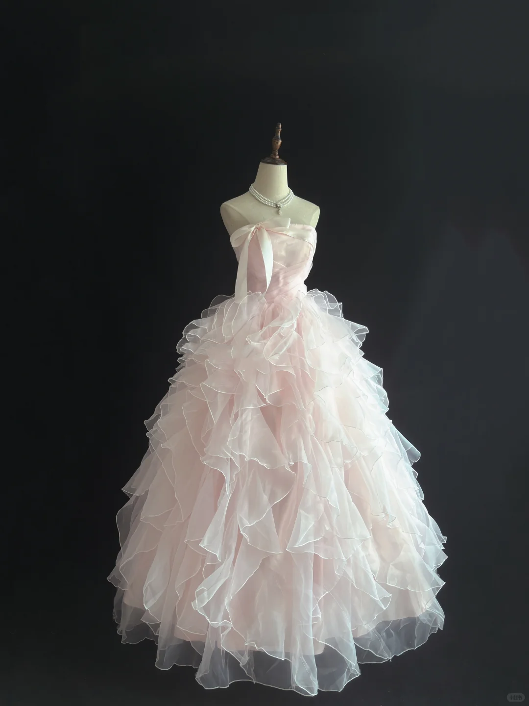 Blush Pink Strapless Youthful Voluminous Wavy Skirt Long Romantic Dress, Wedding Gown gh8017
