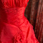 Red Strapless Waist-Cinched Voluminous Skirt Prom Dress, Birthday Ball Gown, Evening Party Gown gh7281