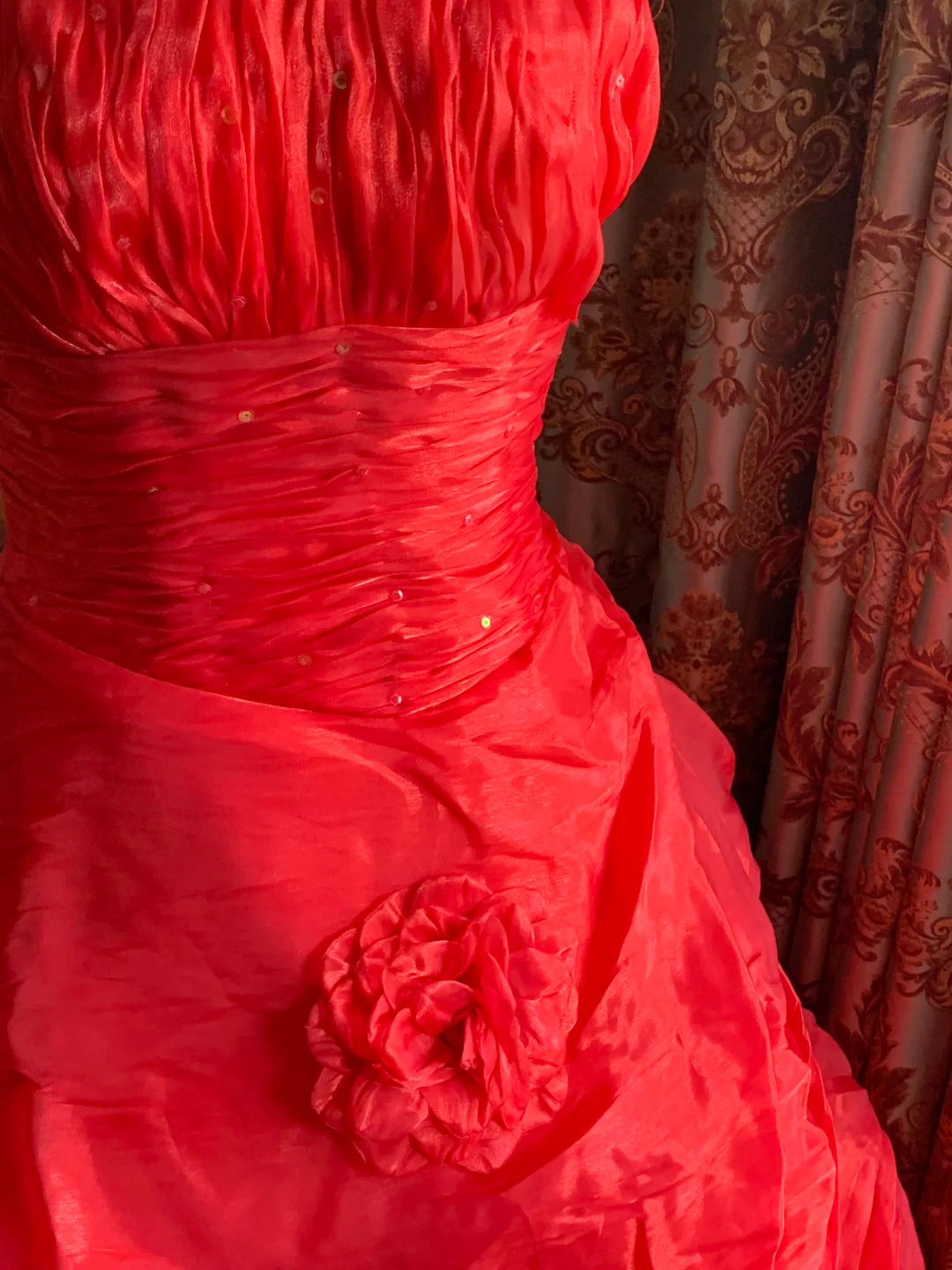 Red Strapless Waist-Cinched Voluminous Skirt Prom Dress, Birthday Ball Gown, Evening Party Gown gh7281