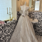 Silver Ivory Strapless Waist-Cinched Full Flared Long Vintage Romantic Dress, Wedding Gown gh7542