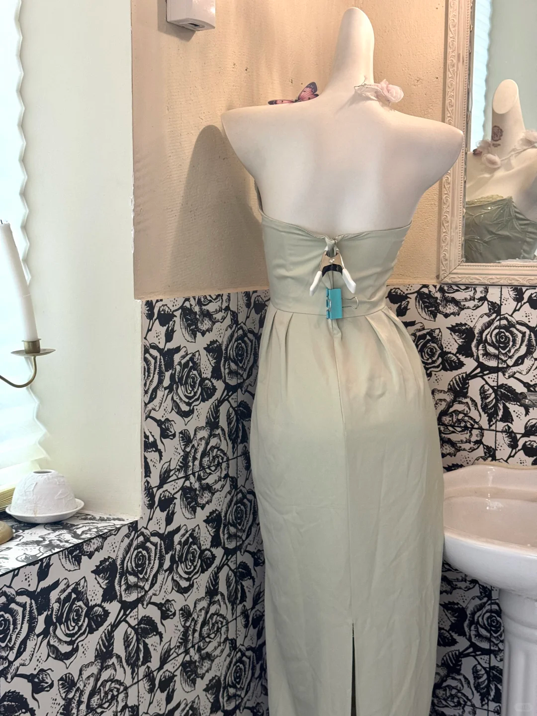 Light Green Strapless Waist-Cinched Bodycon Sexy Elegant Vintage Romantic Dress gh7510