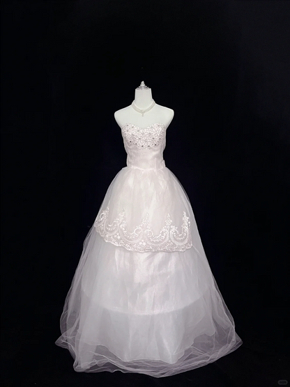 Blush Pink Strapless with Rhinestones, Cinched Waist, Voluminous Princess Skirt Vintage Luxury Romantic Dress, Wedding Gown gh8068