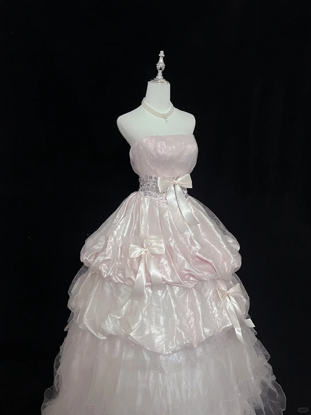 Blush Pink Strapless Cinched Waist Voluminous Elegant Princess Skirt Romantic Dress, Wedding Gown gh8018