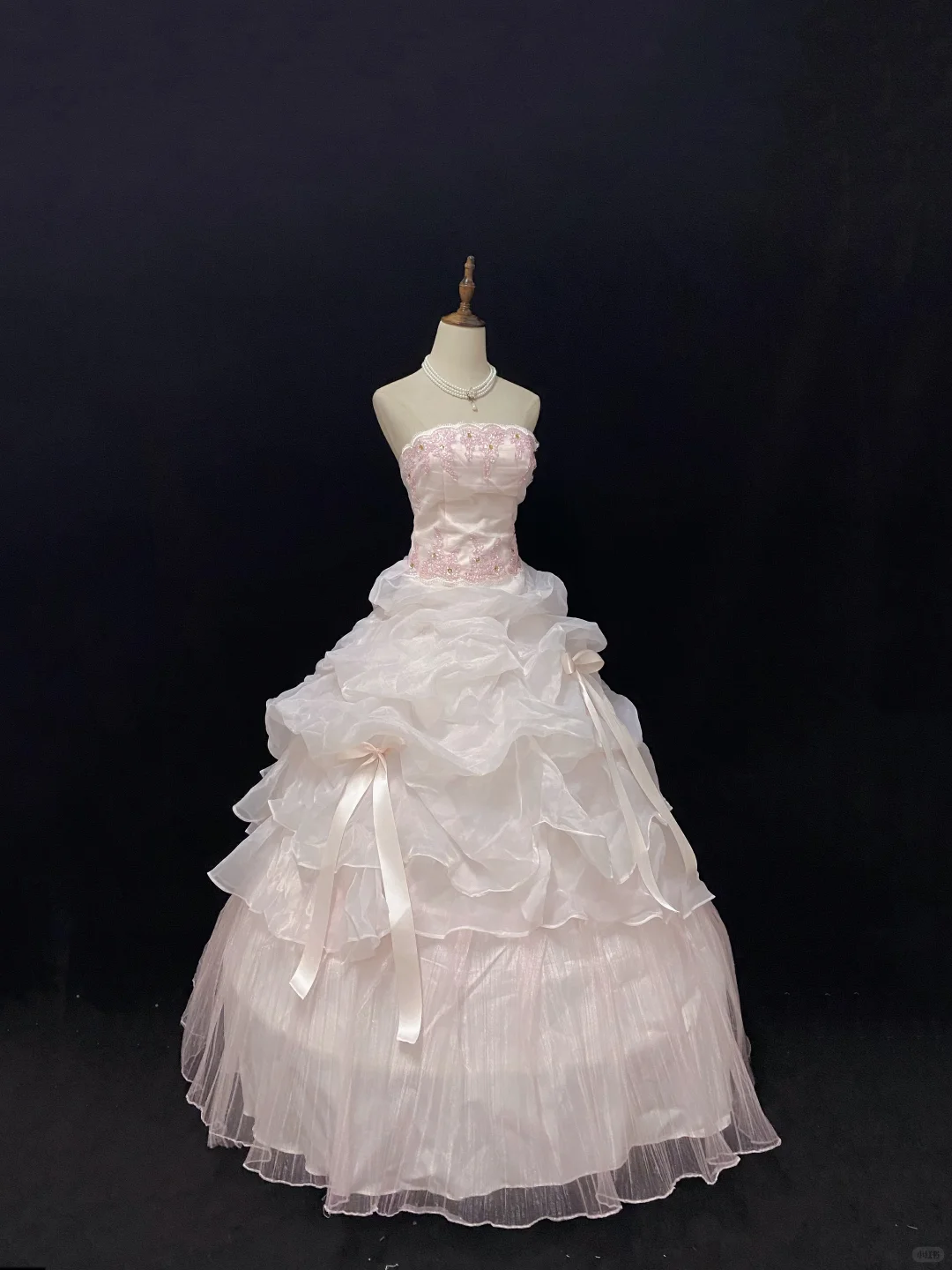 Blush Pink Strapless Elegant Romantic Gown with Embroidery, Cinched Waist and Voluminous Princess Skirt, Wedding Dress & Bridal Gown gh8152