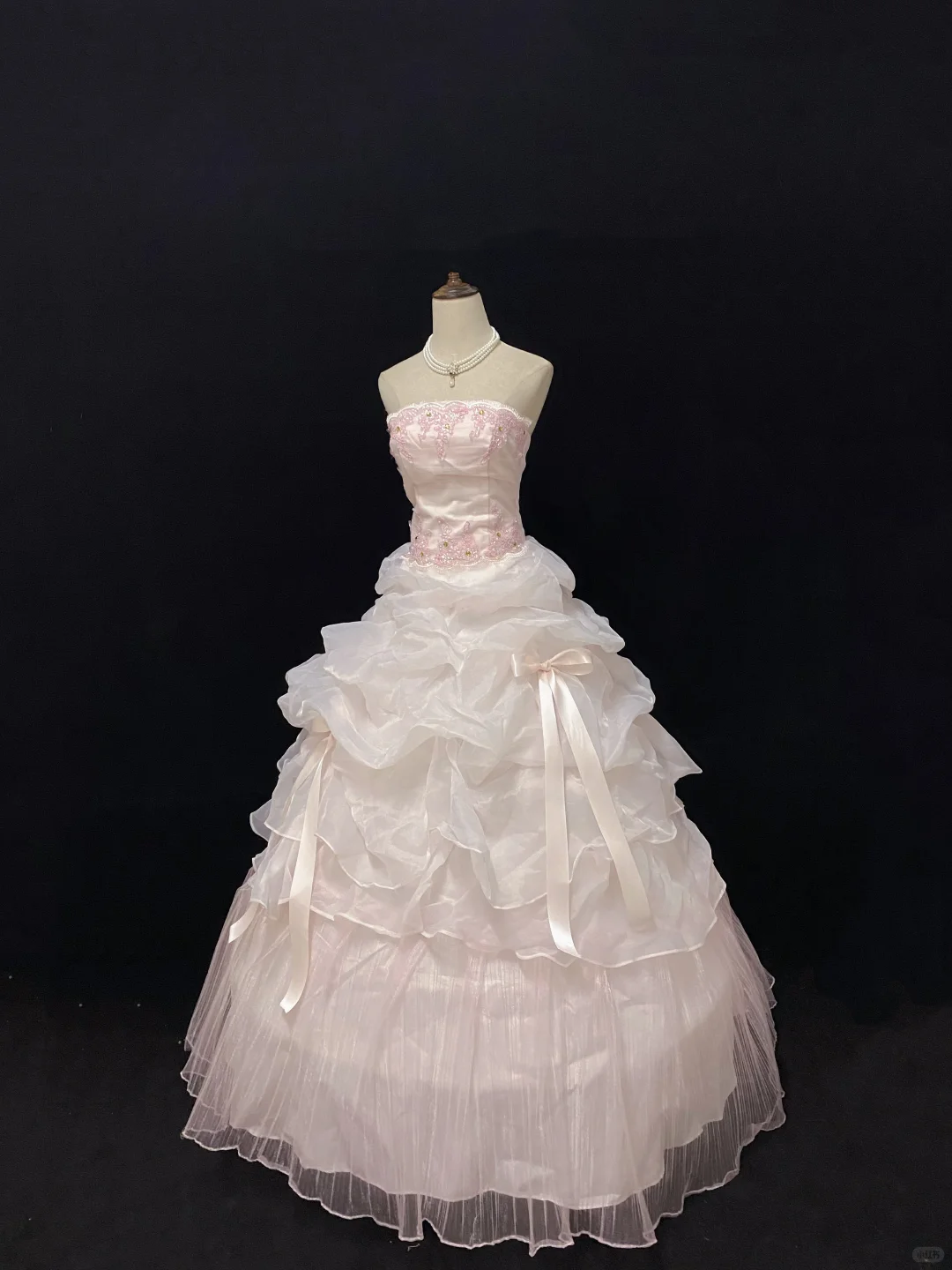 Blush Pink Strapless Elegant Romantic Gown with Embroidery, Cinched Waist and Voluminous Princess Skirt, Wedding Dress & Bridal Gown gh8152