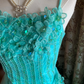 Lake Blue Spaghetti Strap Waist-Cinched Voluminous Skirt Prom Dress, Evening Ball Gown, Birthday Party Gown gh7282