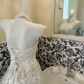 Ivory Strapless Rhinestone Cinched Waist Lace Skirt Long Romantic Dress, Wedding Gown gh7821