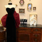Robe de soirée élégante longue et fine en velours, style rétro, noire et rouge/noire et blanche, robe de bal gh3651